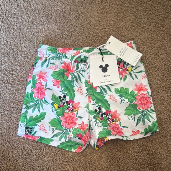 Disney Other - 2T Janie and Jack Swim Disney Green and Pink Athletic Boardshorts NWT